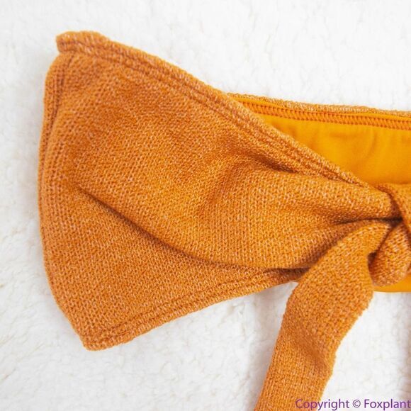 NEW Free People x In your arms knit bikini‎ orange/gold, S - Picture 3 of 16